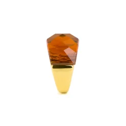 Anillo de Cuarzo Hidrotermal Naranja acabado en oro amarillo de 18k - Fadino