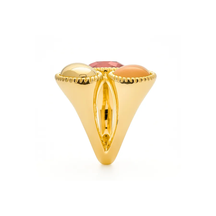 Anillo de Cuarzo Hidrotermal Multicolor acabado en oro amarillo 18k - Zalya