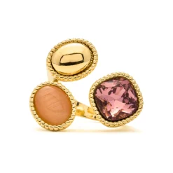 Anillo de Cuarzo Hidrotermal Multicolor acabado en oro amarillo 18k - Zalya