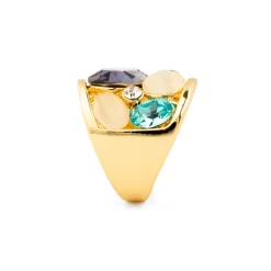 Anillo de Cuarzo Hidrotermal Multicolor acabado en oro amarillo de 18k - Ferio