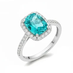 Anillo de Cuarzo Hidrotermal Verde Paraiba acabado en rodio - Lynor