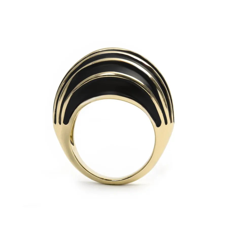 Anillo de Lacado Negro acabado en oro amarillo de 18k - Belin
