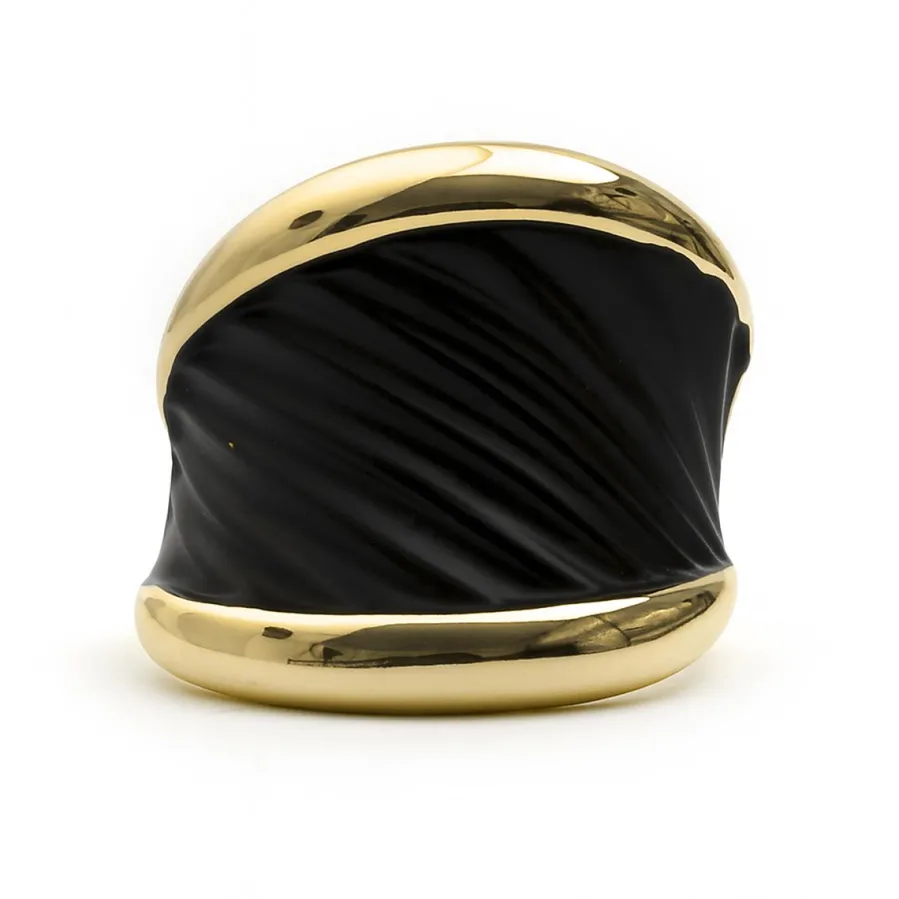 Anillo de Lacado Negro acabado en oro amarillo de 18k - Overci
