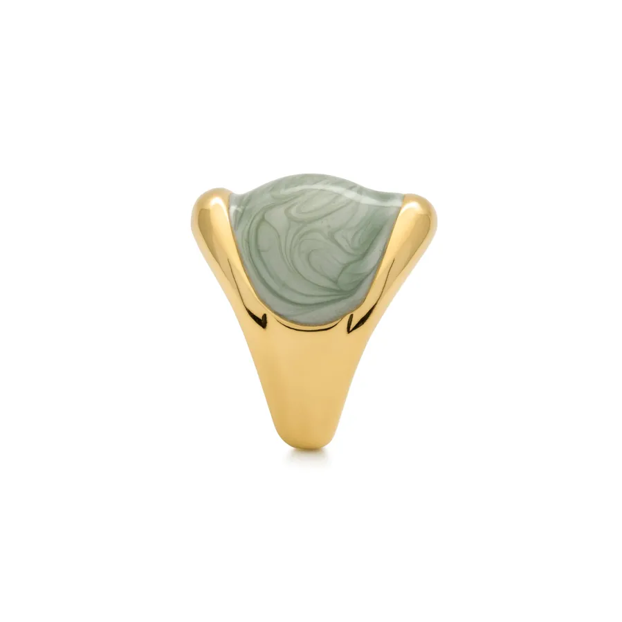 Anillo de Lacado Verde acabado en oro amarillo 18k - Sul
