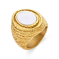 Anillo de Madreperla Blanca acabado en oro amarillo 18k - Mysdan
