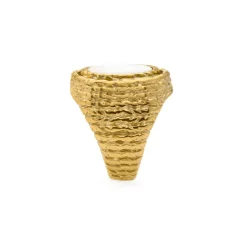 Anillo de Madreperla Blanca acabado en oro amarillo 18k - Mysdan