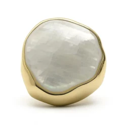 Anillo de Madreperla Blanca acabado en oro amarillo de 18k - Riub