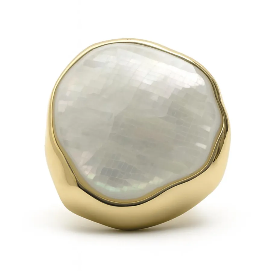 Anillo de Madreperla Blanca acabado en oro amarillo de 18k - Riub
