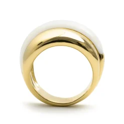 Anillo de Madreperla Blanca acabado en oro amarillo de 18k - Aisal