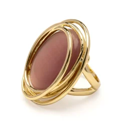 Anillo de Ojo de Gato Marron acabado en oro amarillo de 18k - Tijahu