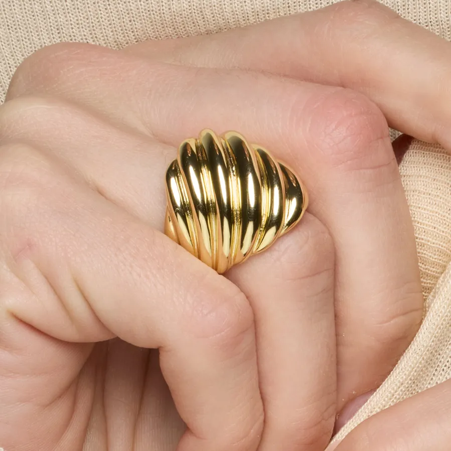 Anillo de Plata de Ley 925 acabado oro amarillo de 18k - Goazar