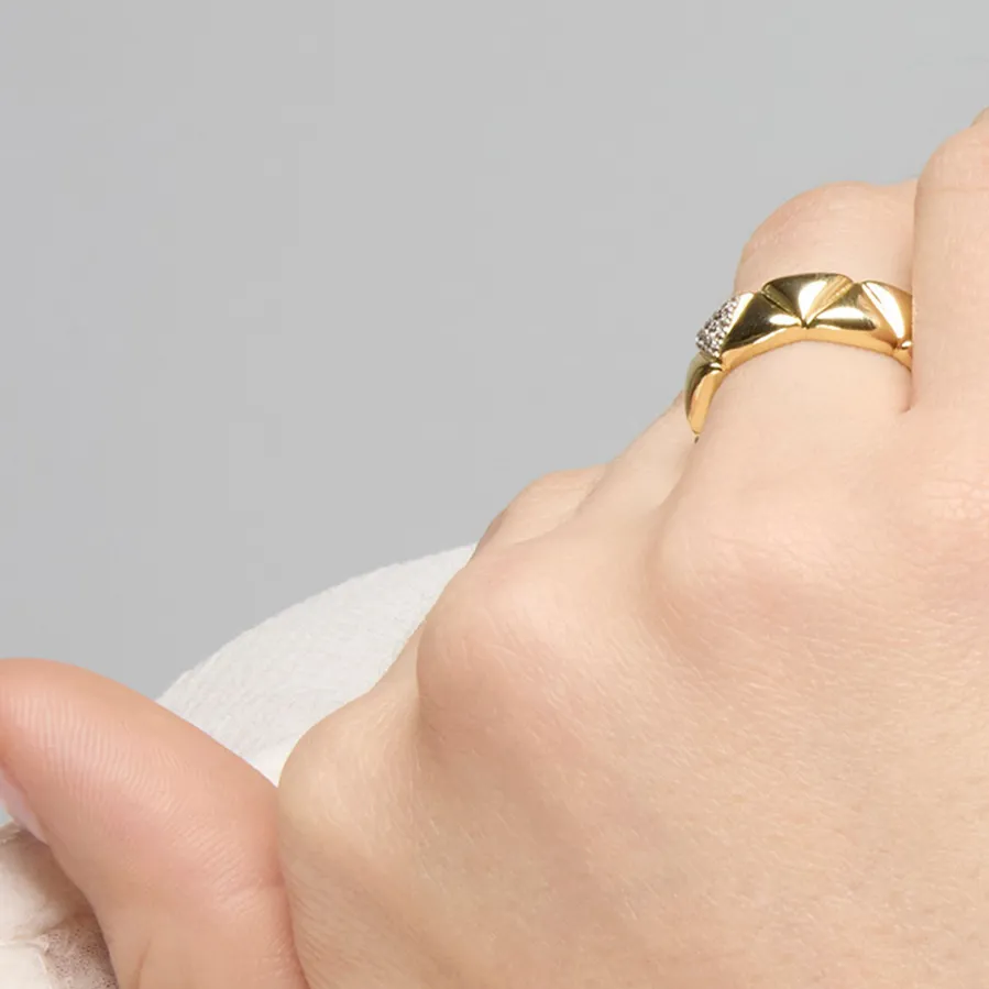 Anillo de Plata de Ley 925 y Circonita Brillante acabado oro amarillo de 18k - Imwa