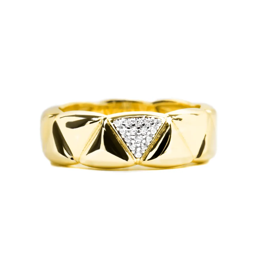 Anillo de Plata de Ley 925 y Circonita Brillante acabado oro amarillo de 18k - Imwa