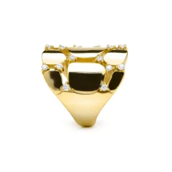 Anillo de Plata de Ley 925 y Circonita Brillante acabado oro amarillo de 18k - Agrox