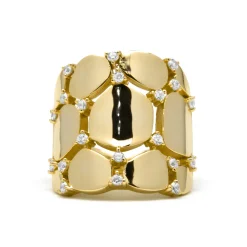Anillo de Plata de Ley 925 y Circonita Brillante acabado oro amarillo de 18k - Agrox