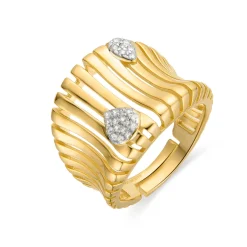 Anillo de Plata de Ley 925 y Circonita Brillante acabado oro amarillo de 18k - Samon