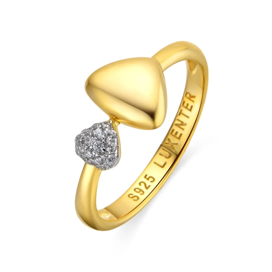 Anillo de Plata de Ley 925 y Circonita Brillante acabado oro amarillo de 18k - Pesha