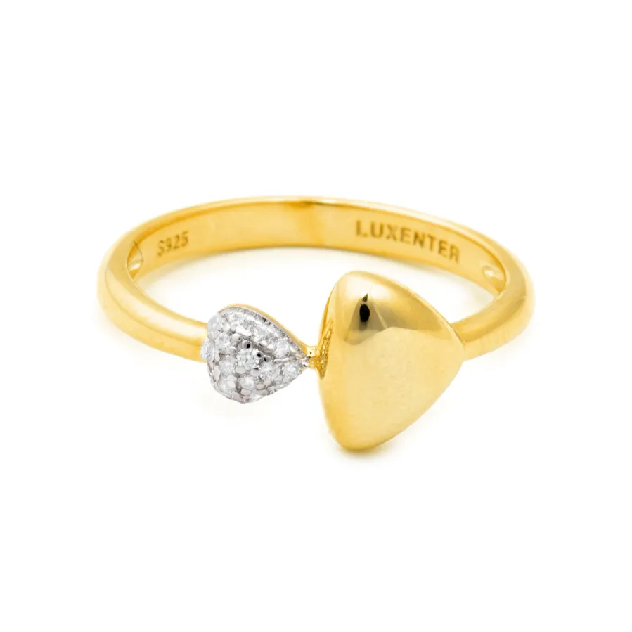 Anillo de Plata de Ley 925 y Circonita Brillante acabado oro amarillo de 18k - Pesha