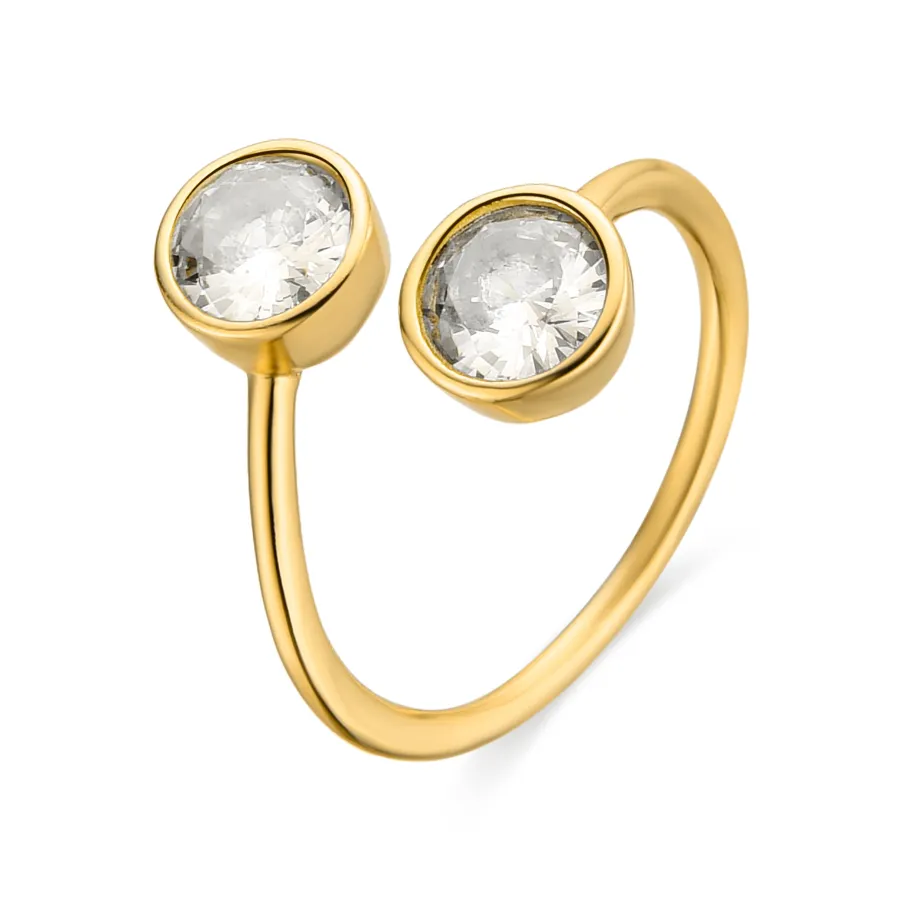 Anillo de Plata de Ley 925 y Circonita Brillante acabado en oro amarillo 18K - Abne