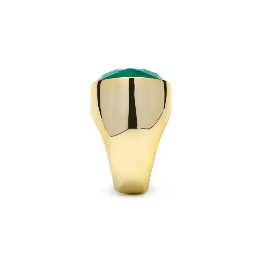 Anillo de Plata de Ley 925 y Circonita Verde acabado oro amarillo de 18k - Jadir
