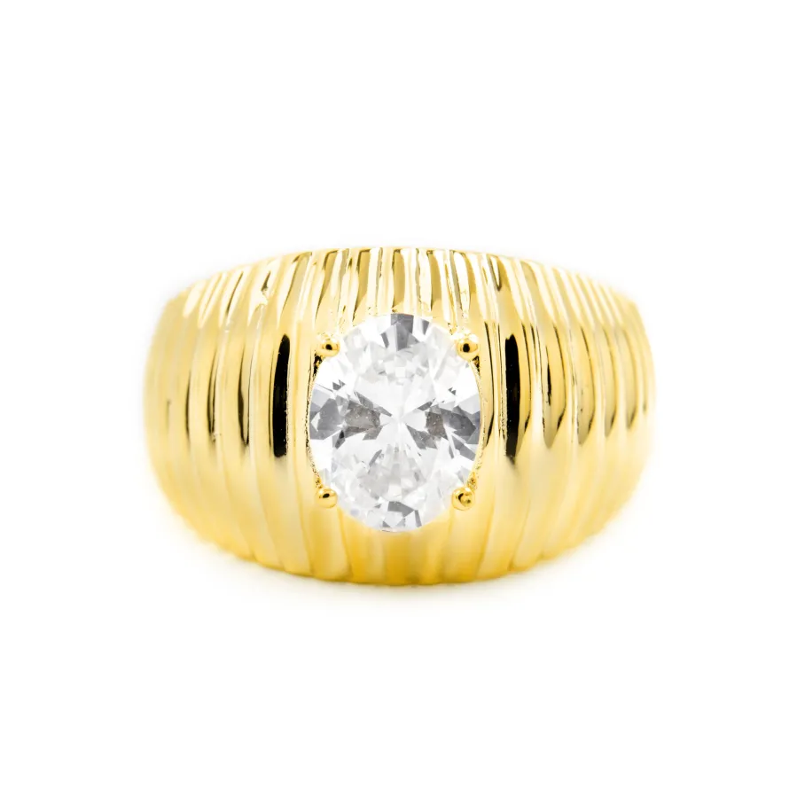 Anillo de Plata de Ley 925 y Circonita Brillante acabado oro amarillo de 18k - Metri
