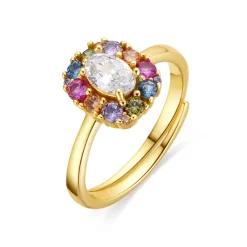 Anillo de Plata de Ley 925 y Circonita Rubí acabado oro amarillo de 18k - Mezay