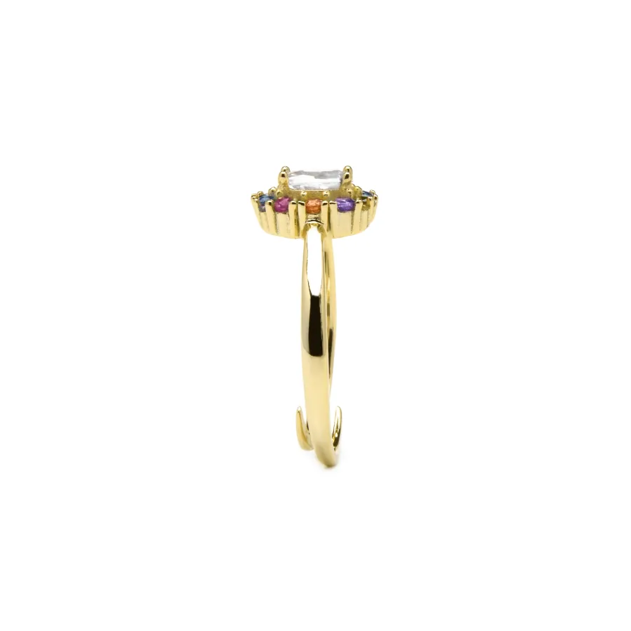 Anillo de Plata de Ley 925 y Circonita Rubí acabado oro amarillo de 18k - Mezay