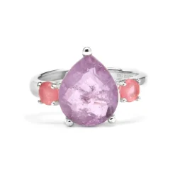 Anillo de Plata de Ley 925 y Cuarzo Hidrotermal Amatista acabado rodio - Larec