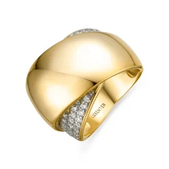 Anillo de Plata de Ley 925 y Circonita Brillante acabado oro amarillo de 18k - Copim