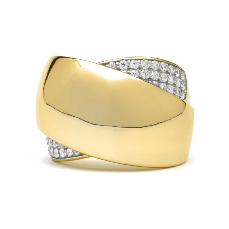 Anillo de Plata de Ley 925 y Circonita Brillante acabado oro amarillo de 18k - Copim
