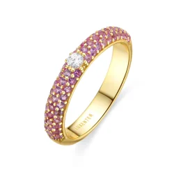Anillo de Plata de Ley 925 y Circonita Zafiro acabado en Oro Amarillo 18K - Ontary