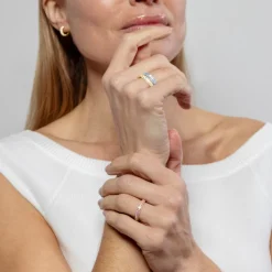 Anillo de Plata de Ley 925 y Circonita Zafiro acabado en Oro Amarillo 18K - Ontary