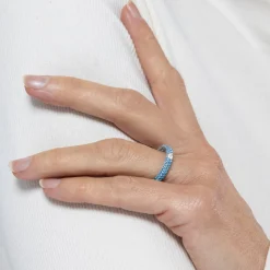Anillo de Plata de Ley 925 y Circonita Zafiro acabado en rodio - Ontary
