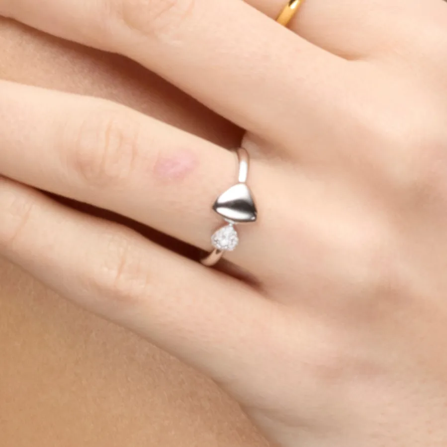 Anillo de Plata de Ley 925 y Circonita Brillante acabado rodio - Pesha