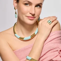 Anillo Rawil de Resina Azul acabado oro amarillo de 18k
