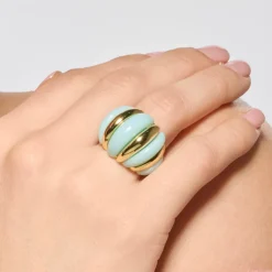 Anillo Rawil de Resina Azul acabado oro amarillo de 18k