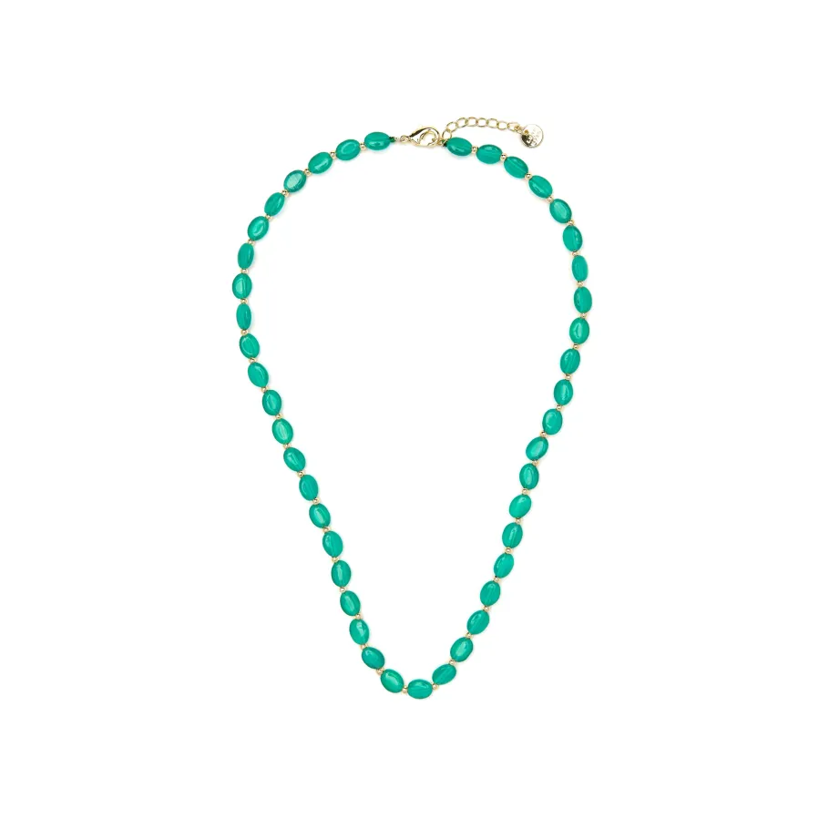 Collar acabado oro amarillo de 18k y Ojo de Gato Verde - Gorai