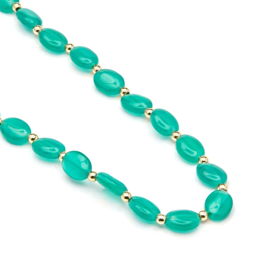 Collar acabado oro amarillo de 18k y Ojo de Gato Verde - Gorai