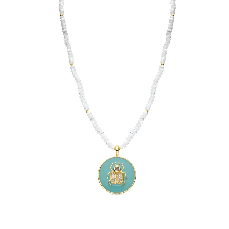 Collar acabado oro amarillo de 18k y Madreperla Blanca - Adea