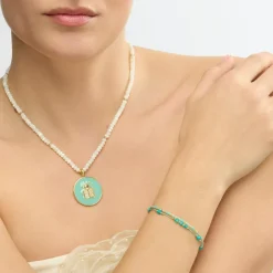 Collar acabado oro amarillo de 18k y Madreperla Blanca - Adea