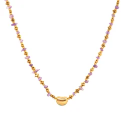Collar acabado oro amarillo de 18k y Amatista Natural - Tarthae
