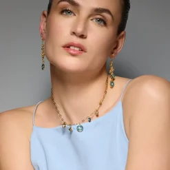 Collar acabado oro amarillo de 18k y Resina Azul - Wiwik