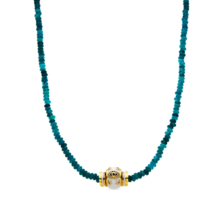 Collar acabado oro amarillo de 18k y Jade Verde - Hamco