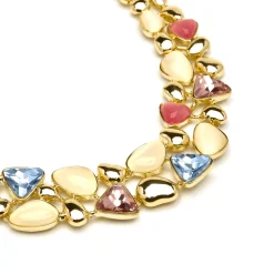 Collar acabado oro amarillo de 18k y Cristal Multicolor - Naxmo