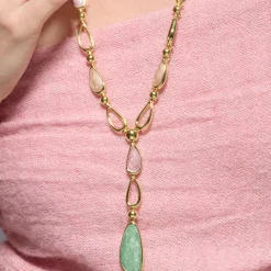 Collar acabado oro amarillo de 18k y Lacado Verde - Bolhy