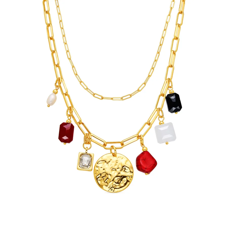 Collar acabado oro amarillo de 18k y Coral - Lyho