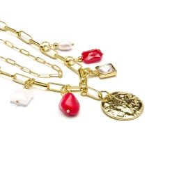 Collar acabado oro amarillo de 18k y Coral - Lyho