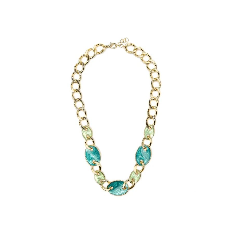 Collar acabado oro amarillo de 18k y Lacado Azul - Makan