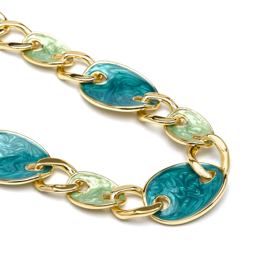 Collar acabado oro amarillo de 18k y Lacado Azul - Makan