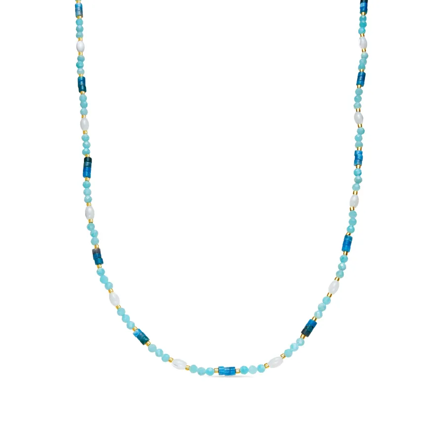 Collar acabado oro amarillo de 18k y Amazonita - Kico